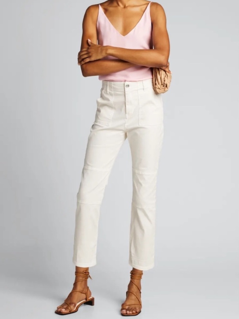 Veronica Beard Lynne Mid rise Cargo Pants Ivory White 31